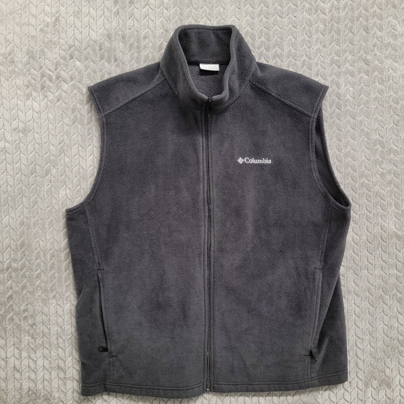 Columbia Vest Men's Size XL Gray Fleece Cathedral Peaks Full Zip Hiking Outdoor - Picture 1 of 10